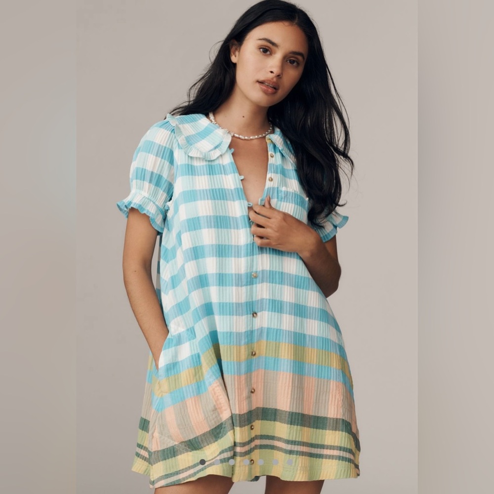 Pilcro Keira Mini Dress XS NWT Light Aqua Combo